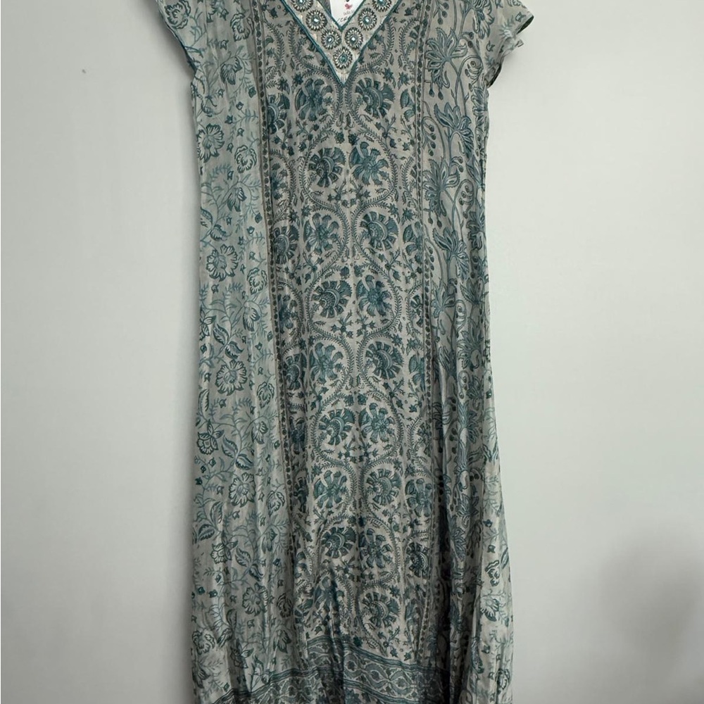 Bella Tu Sheer floral Maxi Dress- beaded neckline